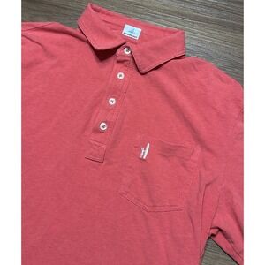 Johnnie O Hanging Out Polo Shirt Men Red Short Sleeve Preppy Pocket Cotton Sz M